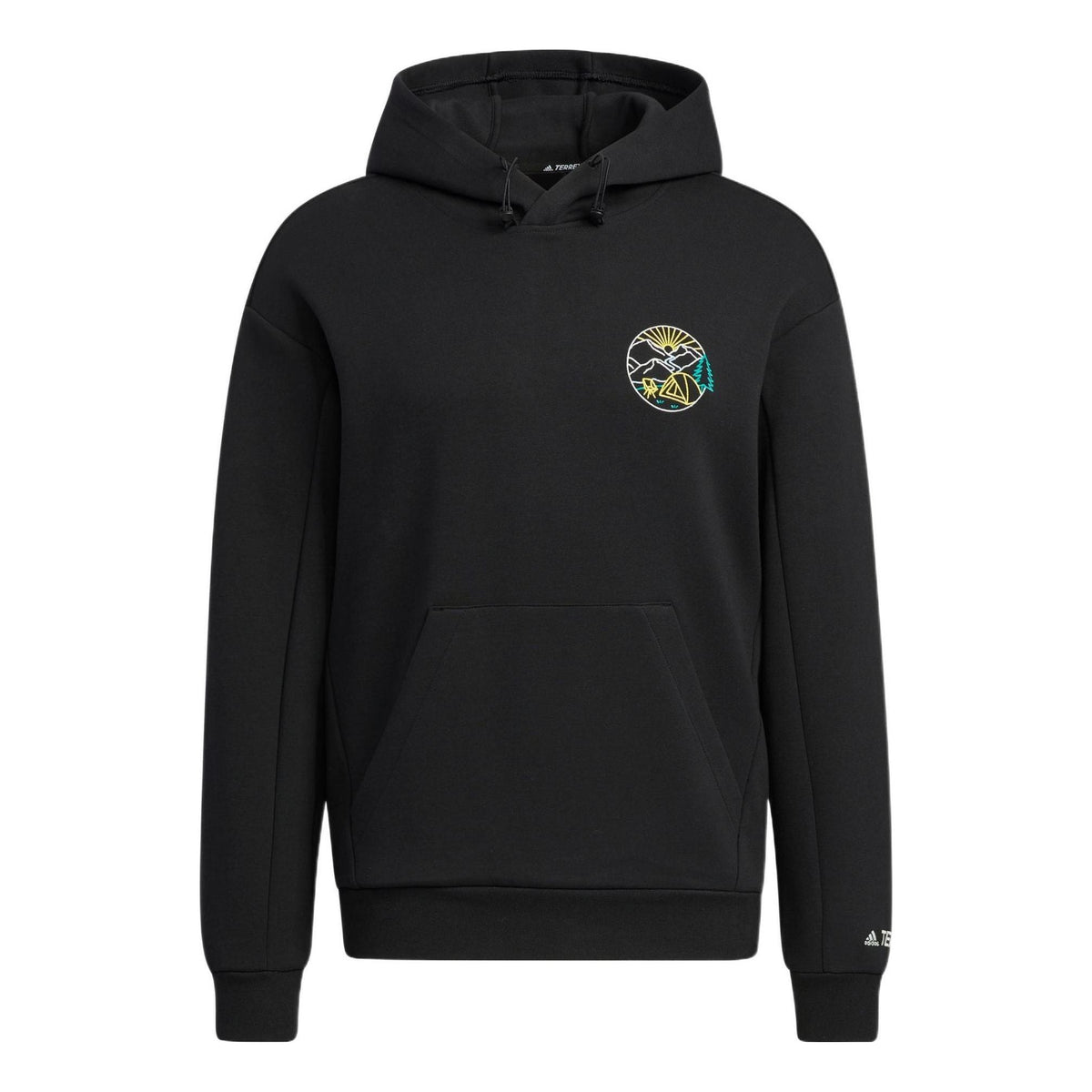 adidas Gfx Hood Swt Back Abstract Pattern Printing Kangaroo Pocket Sports Hooded Long Sleeves Black HN2018