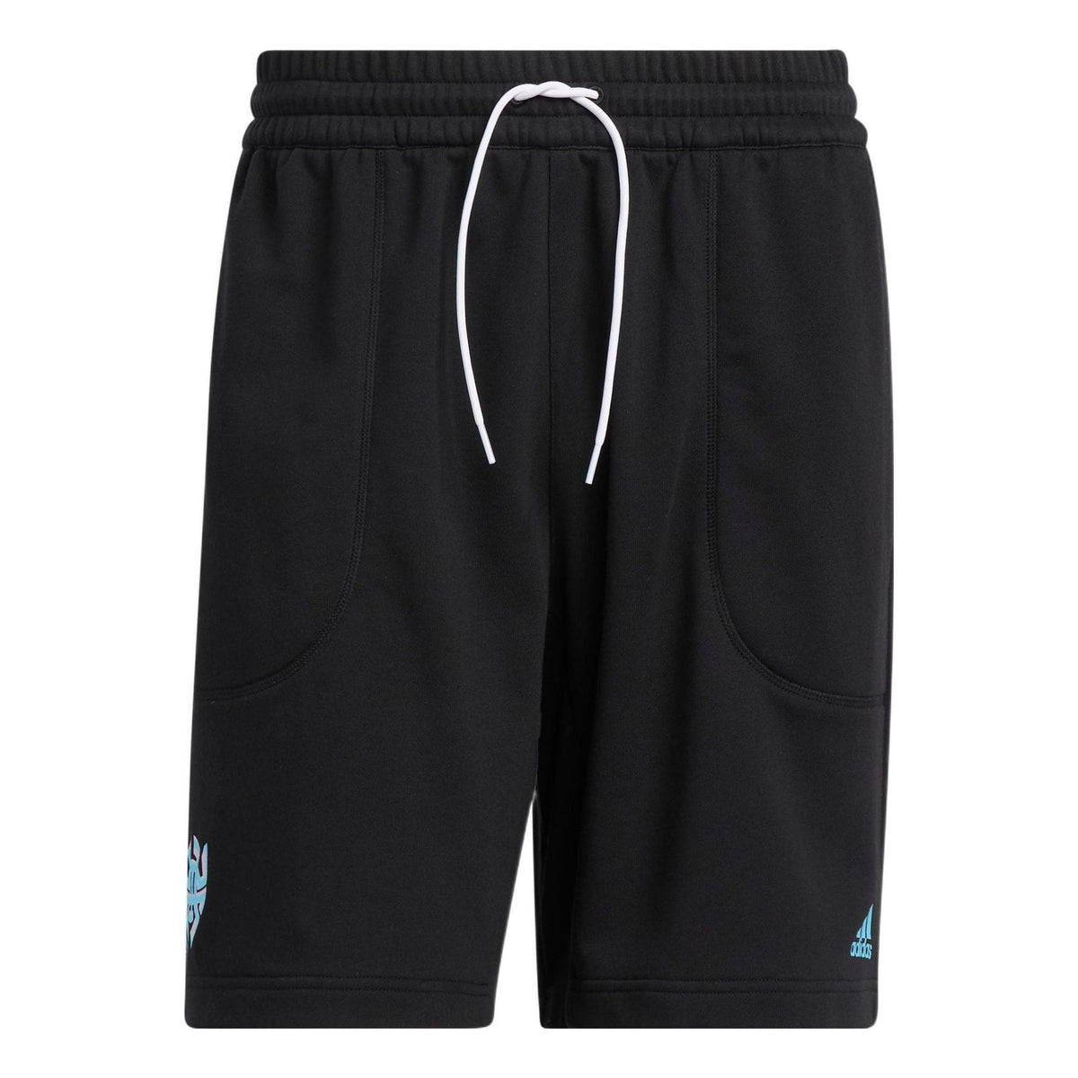 Men's adidas Don Dream Short Solid Color Logo Printing Drawstring Lacing Straight Shorts Black HG4420