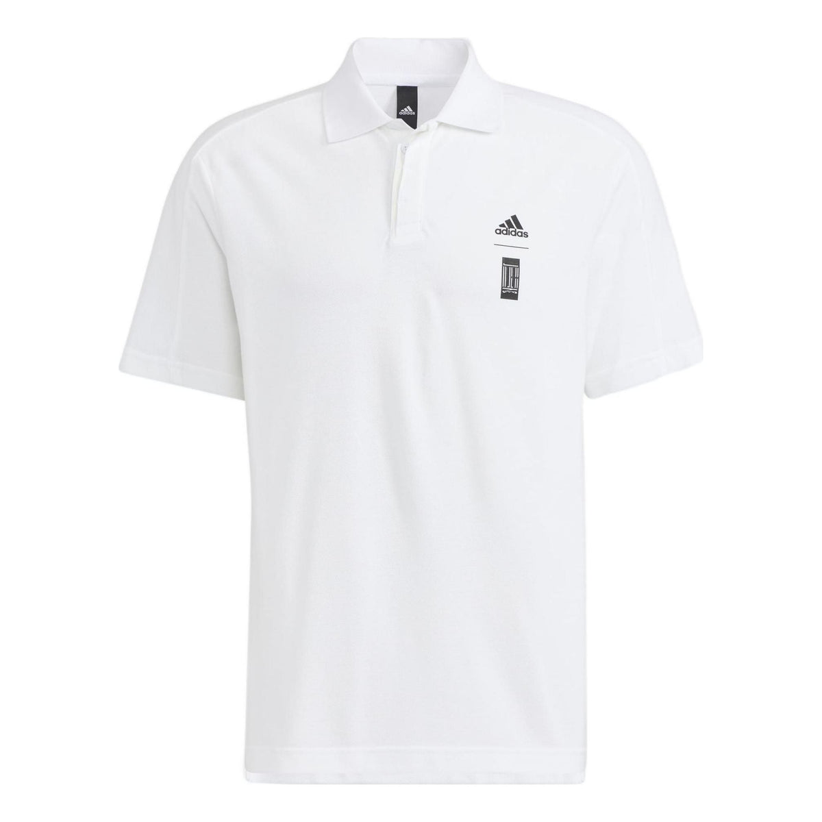 Men's adidas Wj Mh Polo Solid Color Chest Brand Logo Printing Short Sleeve White Polo Shirt HM2955