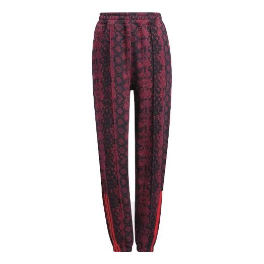 adidas x IVY PARK Crossover Full Print Snake Skin Printing Casual Sports Pants/Trousers/Joggers CHERRY Red HI1976