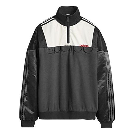 adidas x alexander wang Crossover logo Printing Colorblock Half Zipper Casual Sports Jacket Black DT9502