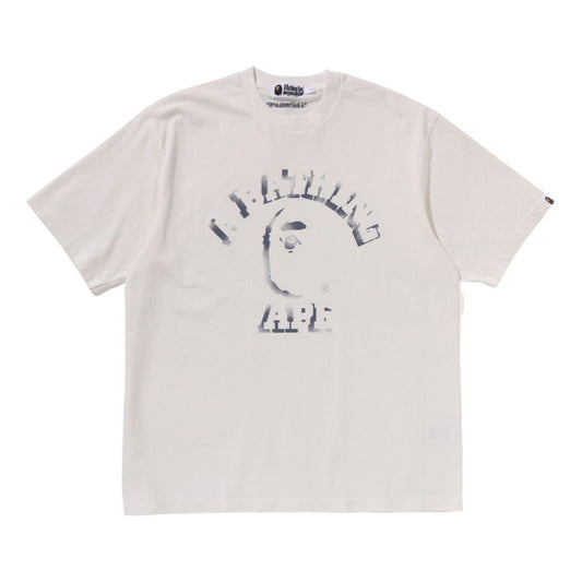 A Bathing Ape Garment Dye Spray Print College Relaxed Fit T-Shirt 'Ivory' 1L30-109-345-IVRY