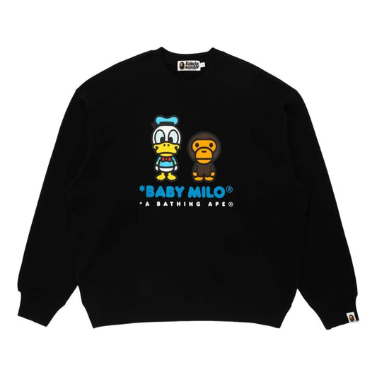 A Bathing Ape x Disney Donald Duck Baby Milo Relaxed Fit Crewneck 'Black' 0ZXSWMX90213R-BLK