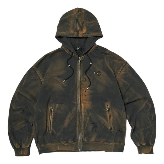 Thug Club Two Tone Washed Zip-Up Hoodie 'Rust Black' TC26SS0403