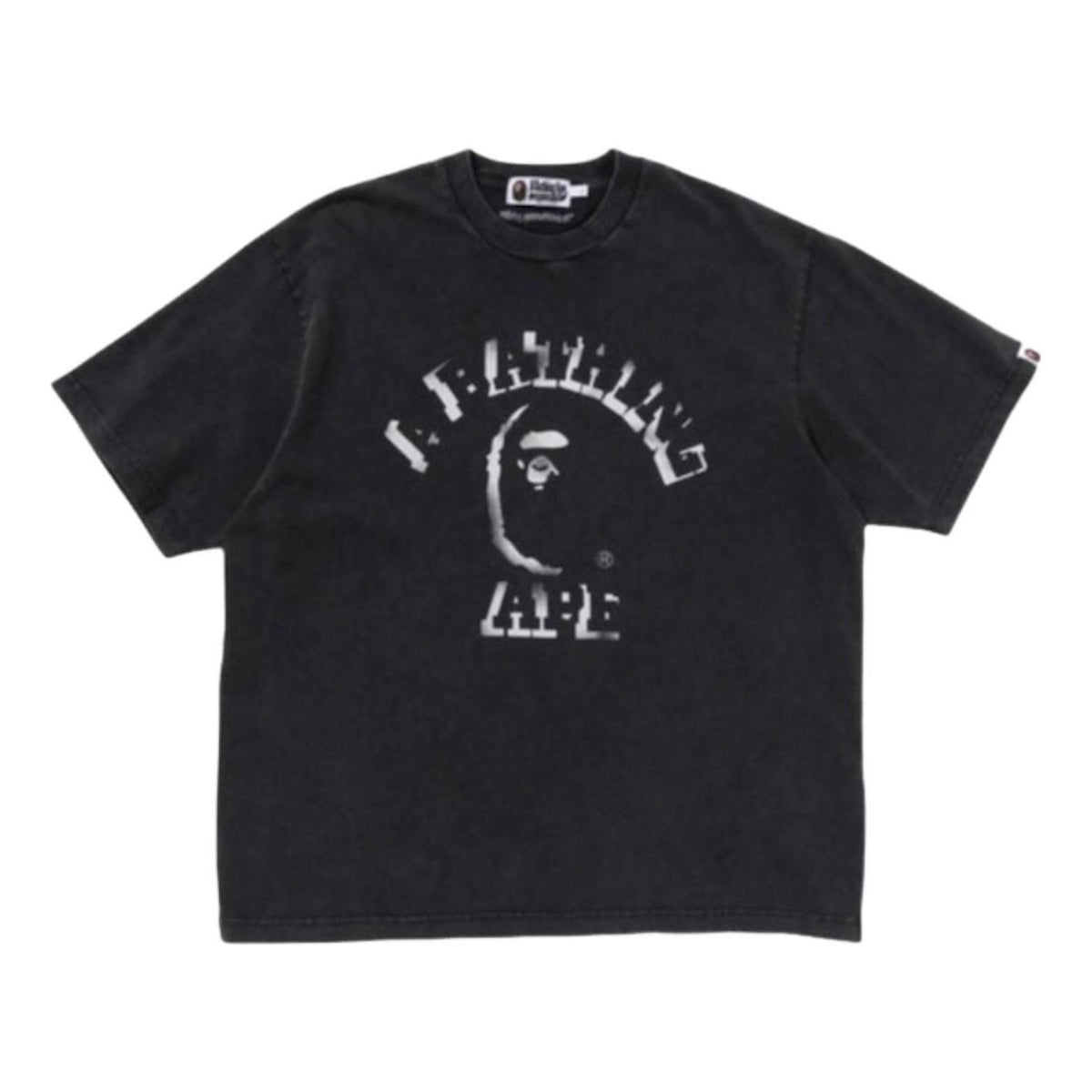 A Bathing Ape Garment Dye Spray Print College Relaxed Fit T-Shirt 'Black' 1L30-109-345-BLK