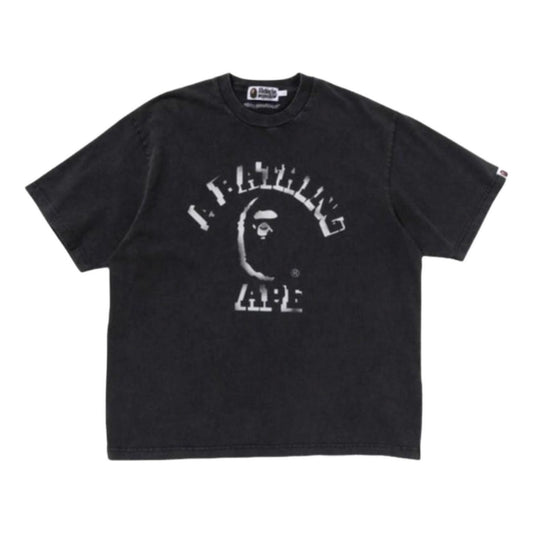 A Bathing Ape Garment Dye Spray Print College Relaxed Fit T-Shirt 'Black' 1L30-109-345-BLK