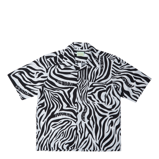 Zebra Print Hawaiian Shirt White