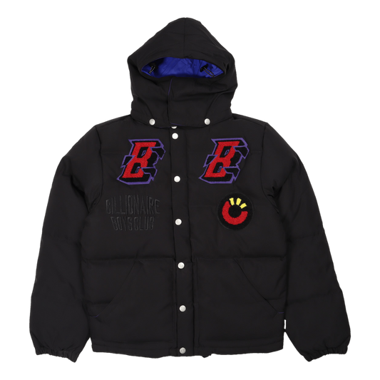 Leopard Hooded Down Jacket Black