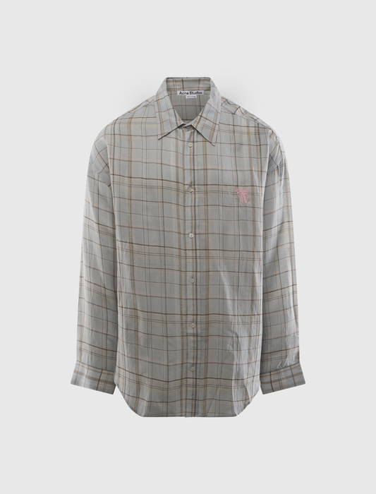 LINEN CHECK BUTTON-UP SHIRT