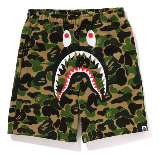 A Bathing Ape Camo Shark Sweat Shorts 'Green' 001SPK301001MGRN
