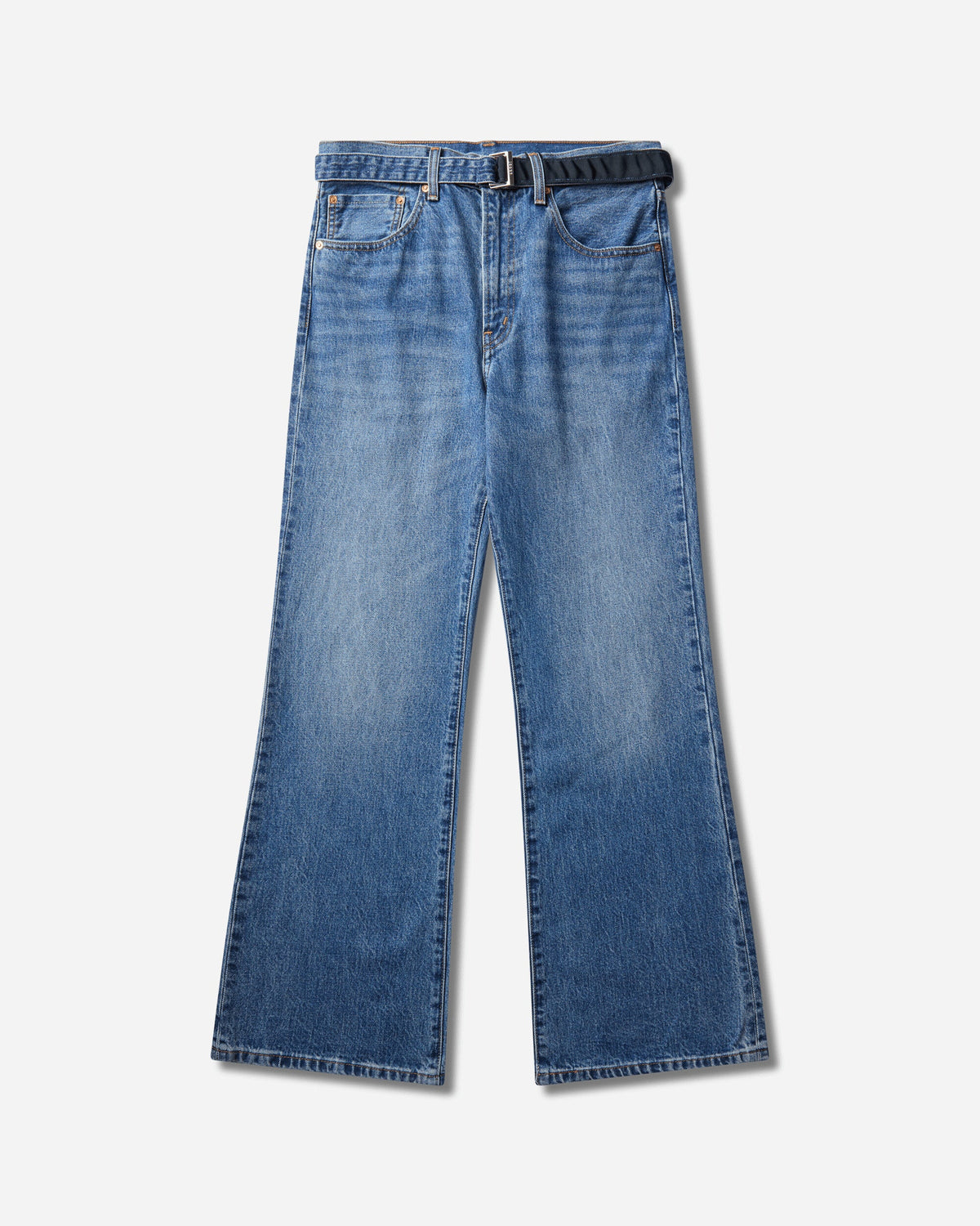 sacai Belted Flare Pants Washed Indigo