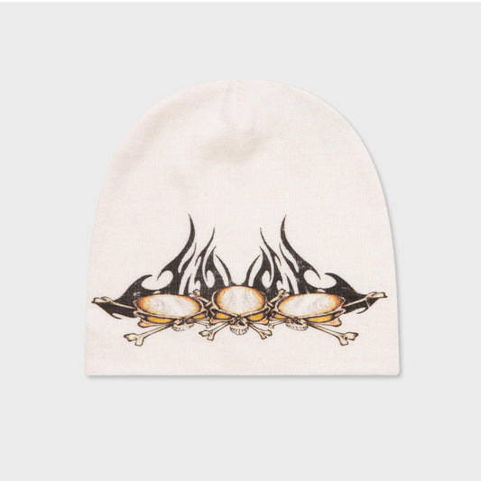 Tribal Skullz Beanie - White