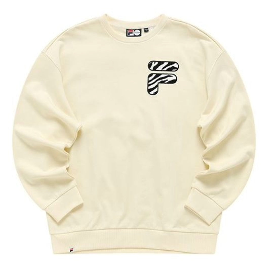 FILA FUSION Logo Printed Sweater 'Beige Black' T11U216207F-IV
