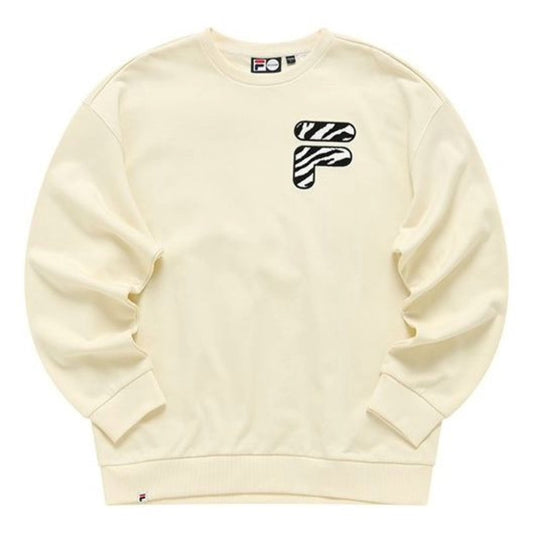 FILA FUSION Logo Printed Sweater 'Beige Black' T11U216207F-IV