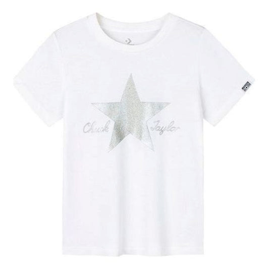 (WMNS) Converse Logo Printed T-Shirt Asia Sizing 'White Silver' CV2422070GS-001