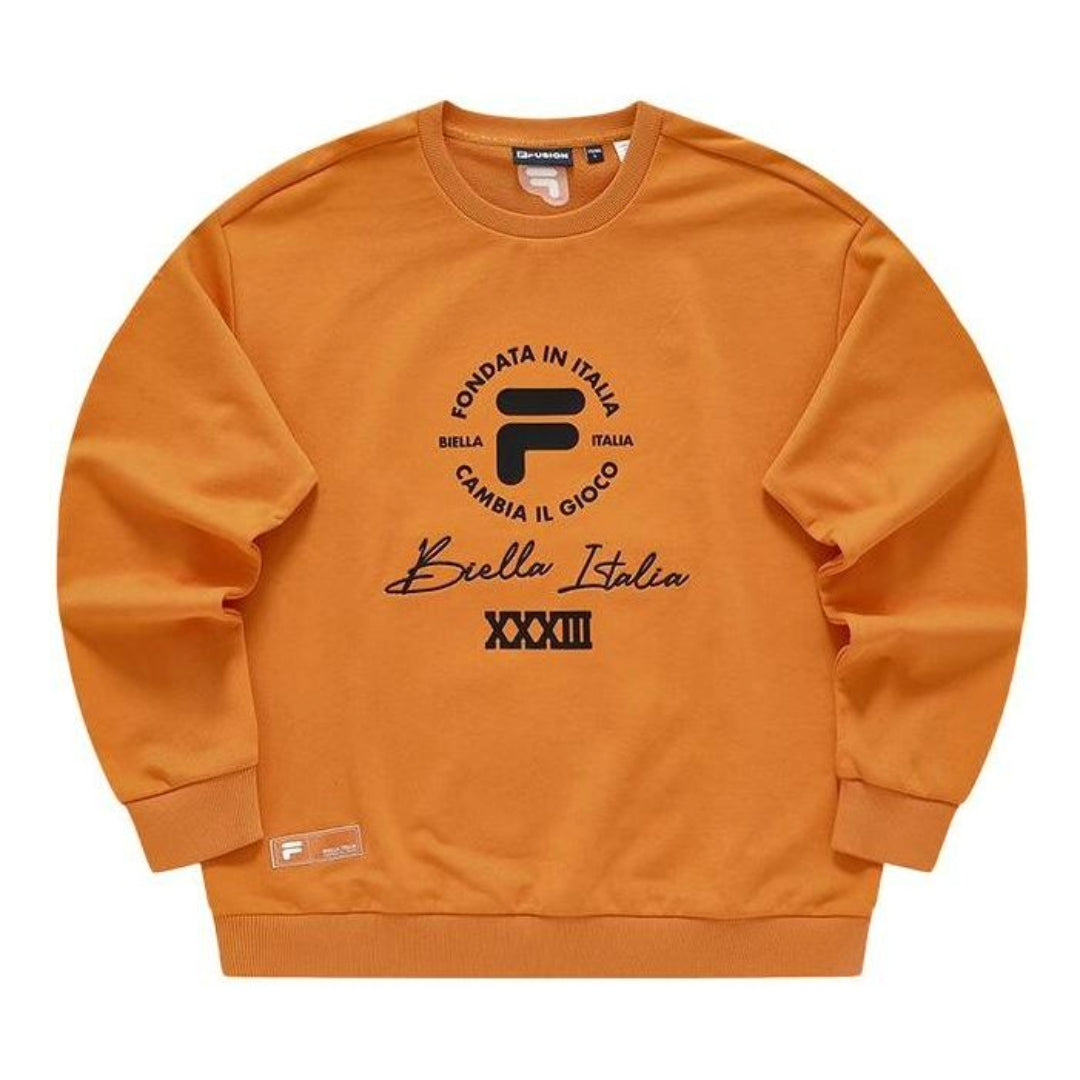FILA FUSION Logo Printed Sweater 'Orange Black' T11M345204F-OR