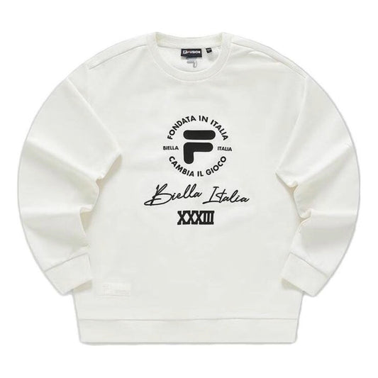 FILA FUSION Logo Printed Sweater 'White Black' T11M345204F-WT