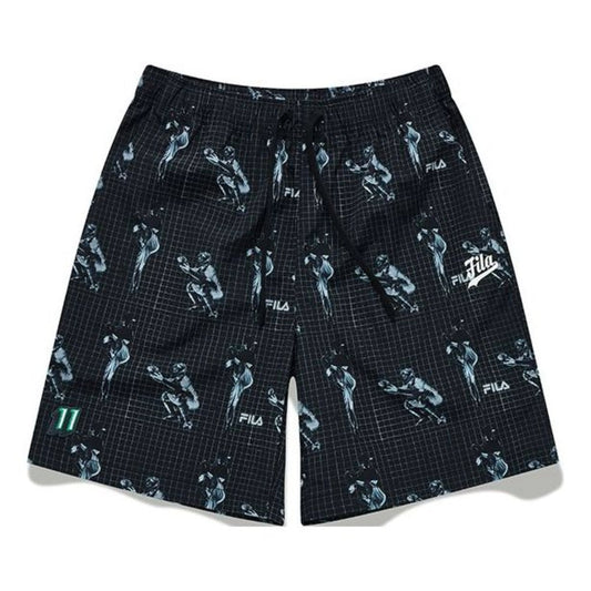 FILA FUSION Full Print Baseball Woven Sports 5-Inch Shorts 'Black Teal' T11M132601F-BK