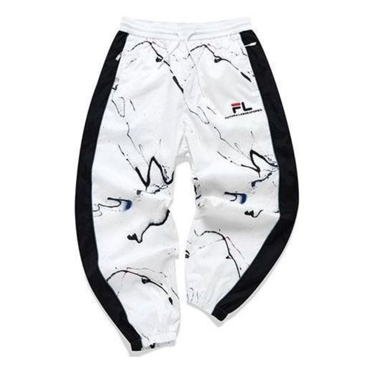 FILA FUSION x Futura Graffiti Printed Side Tape Pants 'White Black' T11M138801F-WT