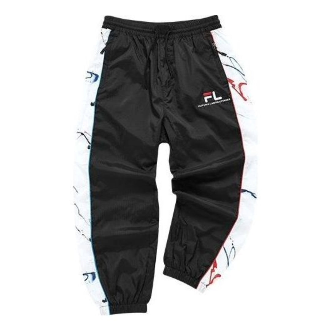 FILA FUSION x Futura Graffiti Printed Side Tape Pants 'Black White' T11M138802F-BK