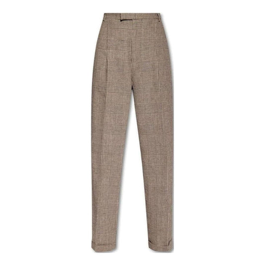 (WMNS) Gucci Checked Linen Cropped Trousers 'Brown' 703095-ZAA5R-2185