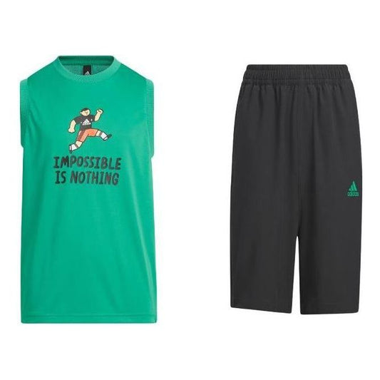 (GS) adidas x Seebin Tank Set 'Green Black' IN3268