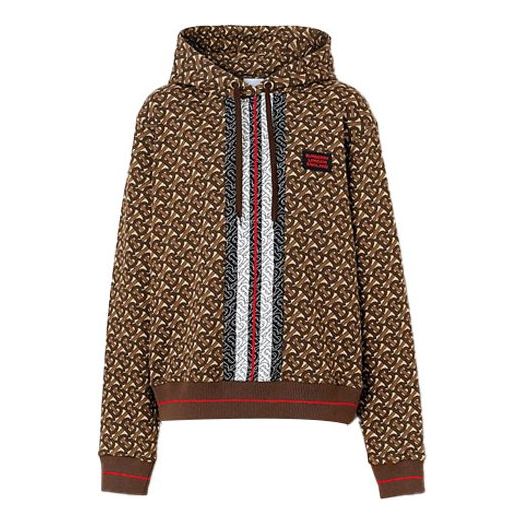 (WMNS) Burberry Logo Stripes Prints Cotton Hoodie Brown 80184581