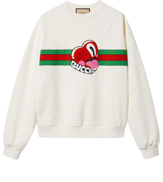 Gucci Cotton Jersey Sweatshirt With Gucci Print 'Off White' 768530-XJGI6-9095
