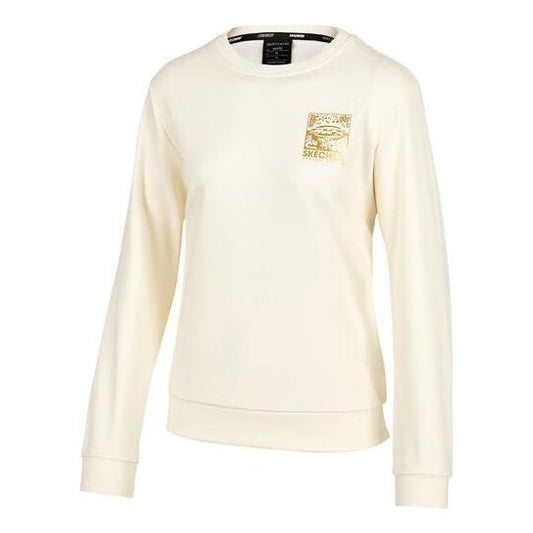 (WMNS) Skechers x SKX Logo Printed Crew Sweater 'White Yellow' P122W009-00NA