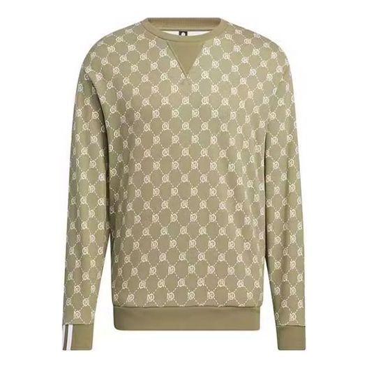 adidas NEO Full Printed Sports Loose Round Neck Sweatshirts 'Olive Green' HM1993