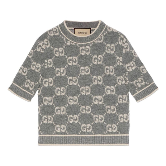 (WMNS) Gucci GG Wool Boucl Jacquard Top 'Grey Ivory' 770059-XKCNA-1130