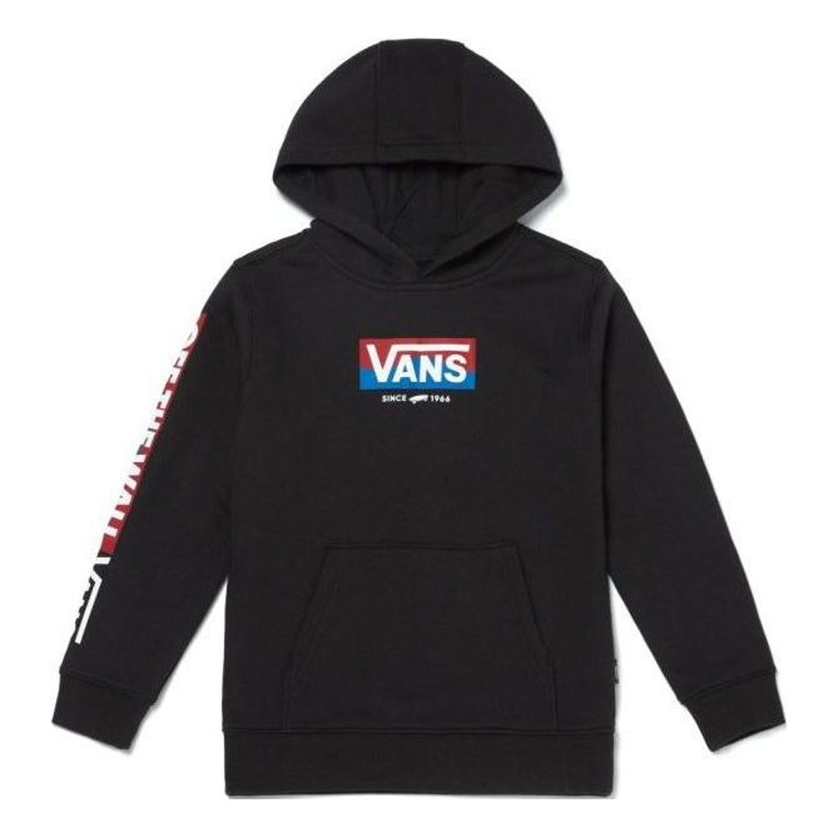 (GS) Vans Logo Printed Hoodie 'Black Red Blue' VN0A5FLZBLK