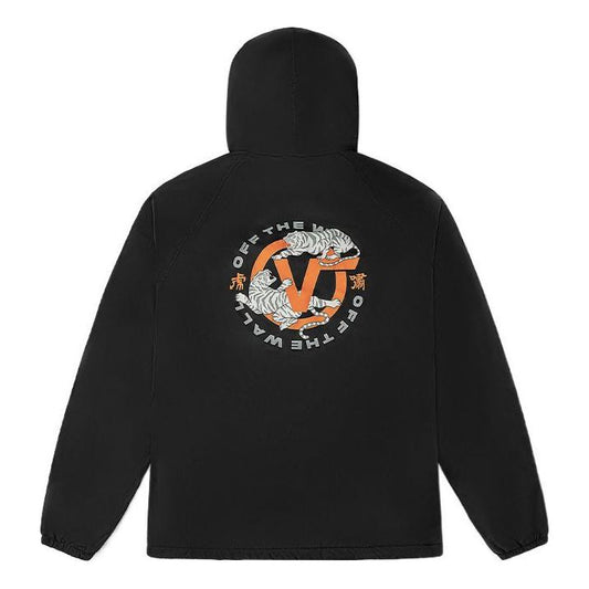 Vans Tiger Printing Zipper Hooded Jacket Couple Style Black VN0002BNBLK