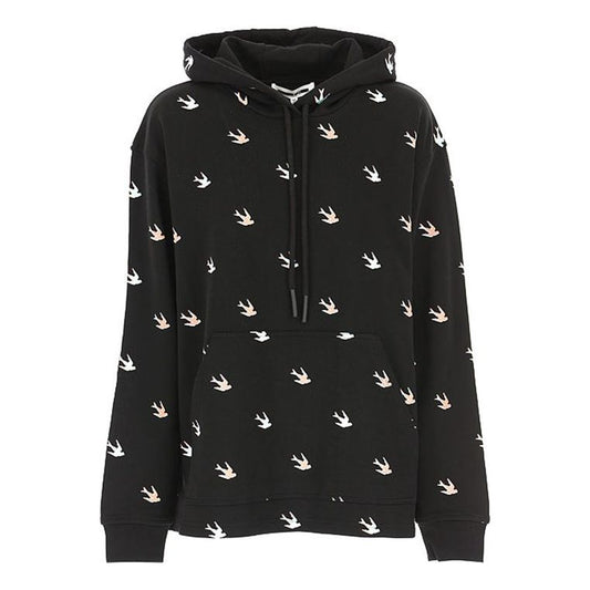 (WMNS) Alexander McQueen Contrasting Colors Printing Logo Hoodie 'Black' 566916-RNJ57-1000