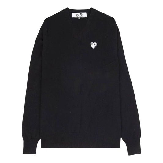 COMME des GARCONS PLAY V-Neck Pullover White Emblem 'Black' AZ-N060-051-1