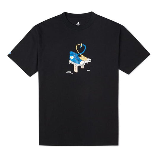 Men's Converse Printing Casual Breathable Short Sleeve Black 10023156-A01