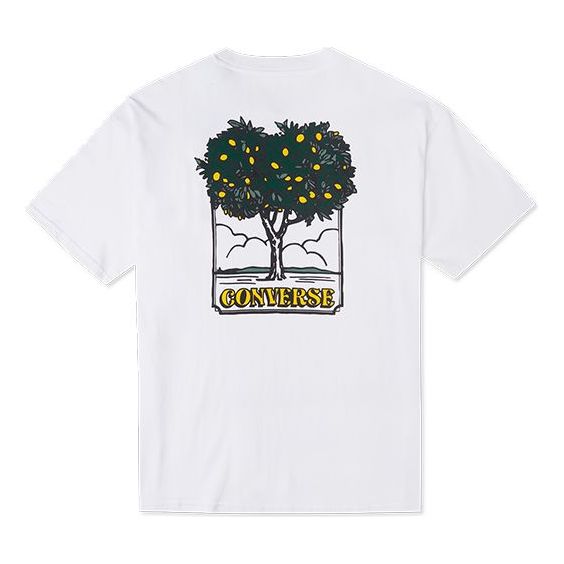 Men's Converse Cartoon Printing Loose Sports Round Neck Short Sleeve White 10022047-A02