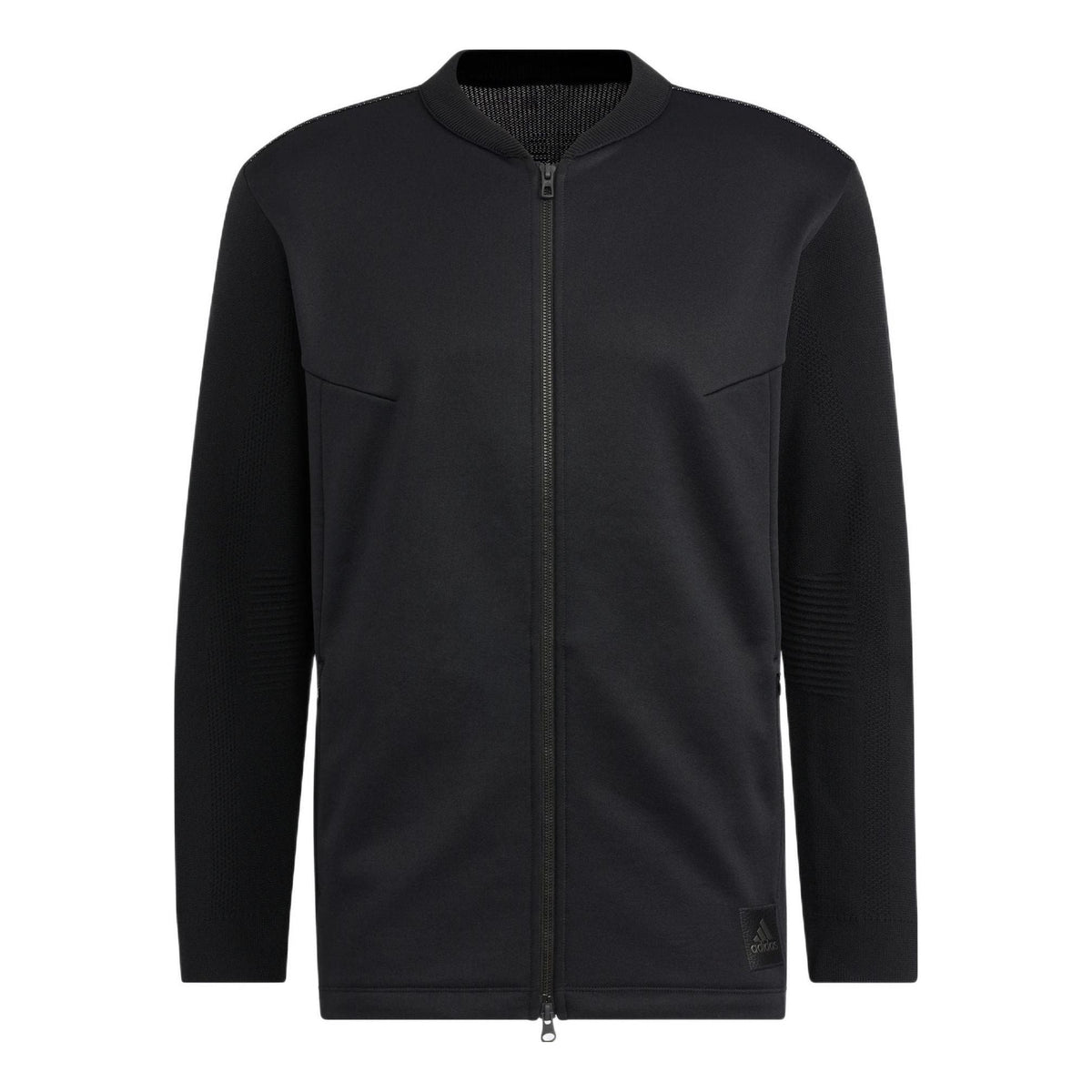 Men's adidas Logo Back Printing Stripe Zipper Jacket Black HG4135