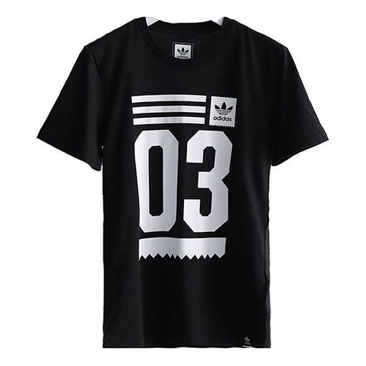 adidas originals Numeric Printing Round Neck Short Sleeve Black BJ8689