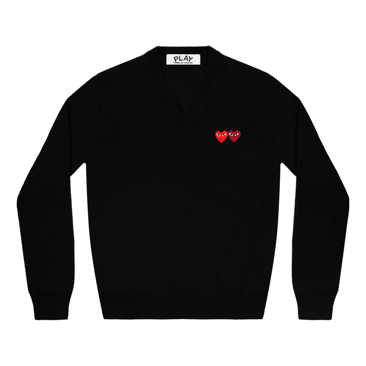 (WMNS) COMME des GARCONS PLAY V-Neck Pullover Two Emblems 'Black' AZ-N055-051-1