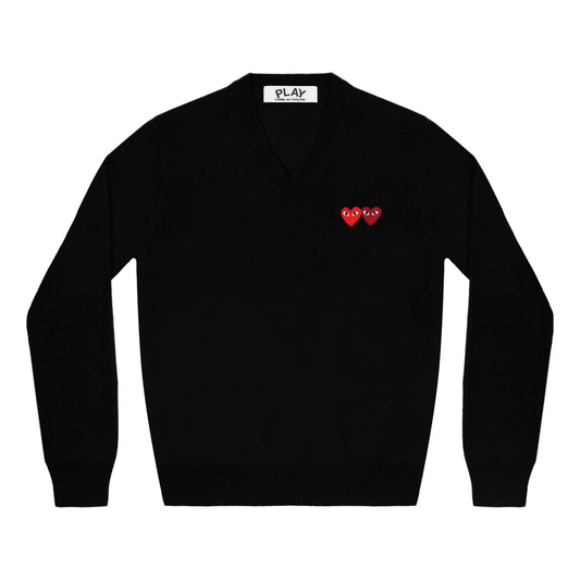 (WMNS) COMME des GARCONS PLAY V-Neck Pullover Two Emblems 'Black' AZ-N055-051-1