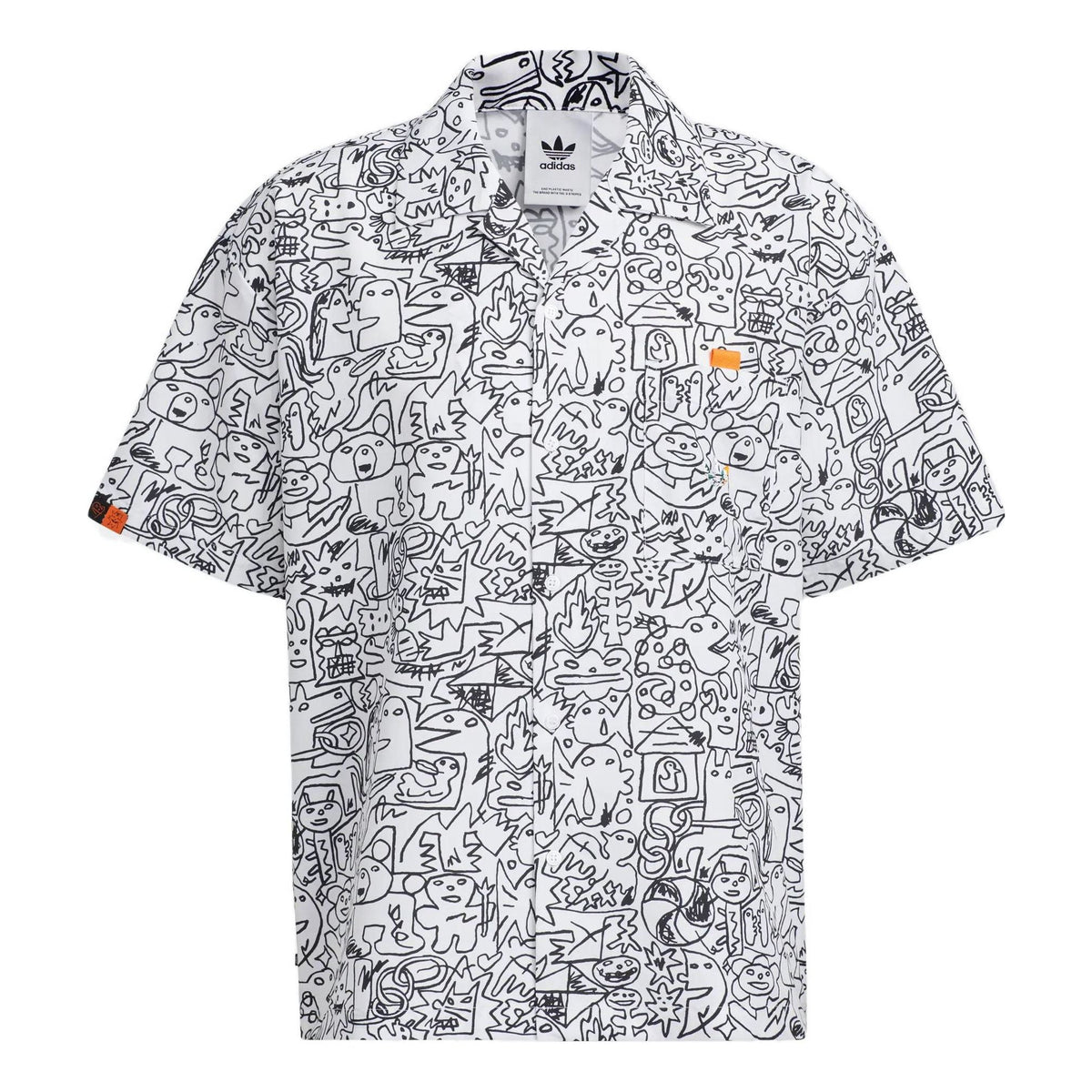 adidas originals SS22 Printing Full Print Casual Short Sleeve Shirt White HR6450