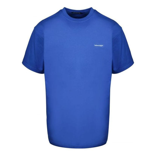 Balenciaga Small Logo Print Cotton T-Shirt 'Blue' 556150TBV438077