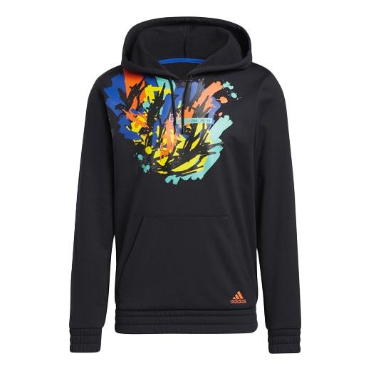 adidas Hdn Lnch Bb H Basketball Sports Splash Ink Printing Fleece Lined Black H13713