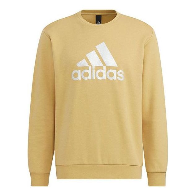 Men's adidas Brand Large Logo Printing Round Neck Long Sleeves Khaki HM2962
