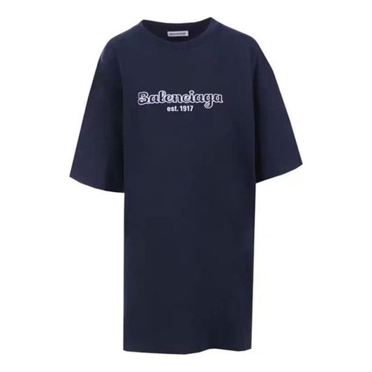 Balenciaga EST. 1917 Oversized Cotton T-Shirt 'Dark Blue' 583218TFV44