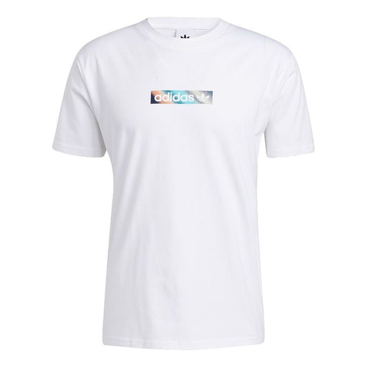 adidas originals Summer Box Line Back Printing Sports Short Sleeve White H31311