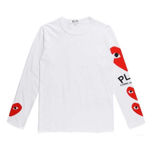 (WMNS) COMME des GARCONS PLAY Printed Sleeve Long-Sleeve 'White' AZ-T259-051-1