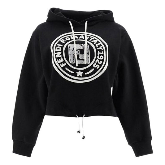(WMNS) FENDI F Pattern Printing Hoodie Black FS7035AC6DF0GME