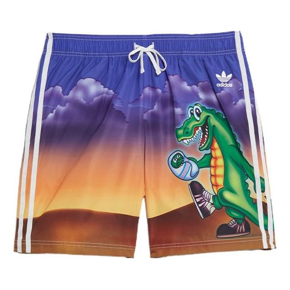 adidas originals x Kerwin Frost Crossover Cartoon Full Print Contrasting Colors Sports Shorts H66312